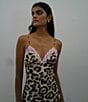 NIA Jasmine Cheetah V-Neck Lace Trim Maxi Dress, Color:Beige - Image 5