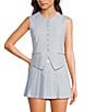 NIA Johanna Sleeveless Button Front Coordinating Vest, Color:Sky - Image 1