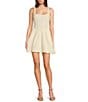 NIA Kennedy Square Neck Sleeveless Mini Dress, Color:Ivory - Image 1