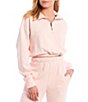Color:Pale Blush - Image 1 - Knit Cinched Quarter Zip Long Sleeve Coordinating Pullover