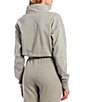 Color:Heather Grey - Image 2 - Knit Cinched Quarter Zip Long Sleeve Coordinating Pullover