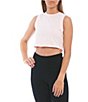Color:Petal - Image 1 - Knit Crew Neck Cropped Sleeveless Tank Top