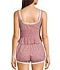 NIA Square Neck Tie Front Lemon Gingham Coordinating Top, Color:Red - Image 2