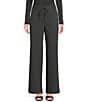 NIA Thalia Micro Pin Stripe Straight Leg Pull-On Drawstring Pants, Color:Charcoal - Image 1