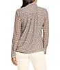 NIC + ZOE Abstract Dot Falling Chiffon Ruffle Split Collar V-Neck Long Sleeve Top, Color:Neutral Multi - Image 2