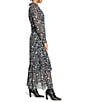 NIC + ZOE Anabelle Femme Cheetah Print Chiffon Split Neck Long Sleeve Maxi Dress, Color:Black Multi - Image 3