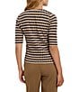 NIC + ZOE Angled Jacquard Geometric Diamond Split V-Neck Elbow Sleeve Sweater - Image 2