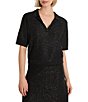 NIC + ZOE Anytime Sequin Split Collared Short Sleeve Polo Sweater - Image 1