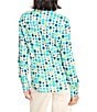 NIC + ZOE Bright Spot Crinkle Point Collar Long Sleeve Button Front Top, Color:Aqua Multi - Image 2