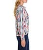 NIC + ZOE Broken Stripe Split Neck Long Sleeve Stop - Image 3