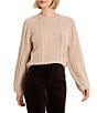 NIC + ZOE Cable-Knit Ribbed Crew Neck Long Sleeve Puff Mix Sweater - Image 1