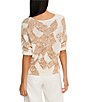 NIC + ZOE Cobblestone Stamp Round Neck Short Dolman Sleeve Top - Image 2