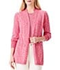 Color:Bright Rose - Image 1 - Coffee Run Open Neckline Long Bishop Sleeve Patch Pocket Open Front Cardigan