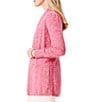 Color:Bright Rose - Image 4 - Coffee Run Open Neckline Long Bishop Sleeve Patch Pocket Open Front Cardigan