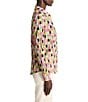 NIC + ZOE Crinkle Colorfield Print Button Down Collar Long Sleeve Top, Color:Green Multi - Image 3