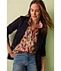 NIC + ZOE Crinkle Colorfield Print Button Down Collar Long Sleeve Top, Color:Green Multi - Image 5