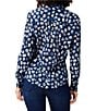 Color:Blue Multi - Image 2 - Crinkle Many Moons Print Point Collar Long Sleeve Button-Front Shirt