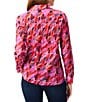 Color:Pink Multi - Image 2 - Crinkle Petal Splash Print Point Collar Long Sleeve Button-Front Shirt
