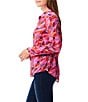 Color:Pink Multi - Image 4 - Crinkle Petal Splash Print Point Collar Long Sleeve Button-Front Shirt