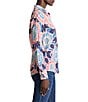 NIC + ZOE Crinkle Scribble Bloom Button Down Collar Long Sleeve Shirt, Color:Pink Multi - Image 3