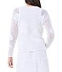 Color:Paper White - Image 2 - Crochet Bloom Round Neck Long Sleeve Dropped Shoulder Sweater