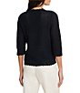 NIC + ZOE Crochet Mesh Split Neck Elbow Sleeve Top - Image 5