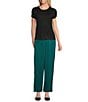 NIC + ZOE Day Gloss Relaxed Wide Leg Pull On Pants, Color:Pine - Image 3