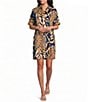 NIC + ZOE Deco Bloom Devon Point Collar Elbow Sleeve A-Line Button-Front Dress - Image 1