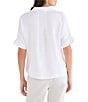 NIC + ZOE Devon Collar Split Neck Short Dolman Sleeve Shirt - Image 5