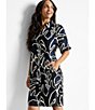 NIC + ZOE Devon Midnight Muse Point Collar V-Neck Short Sleeve Shirt Dress, Color:Black Multi - Image 4