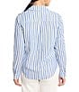 NIC + ZOE Double Gauze Stripe Print Point Collar Long Sleeve Button Front Shirt, Color:Blue Multi - Image 2