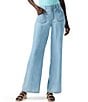 Color:Mid Wash - Image 1 - Drapey Denim Wide-Leg Patch Pocket Jeans