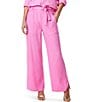 Color:Pink Lotus - Image 1 - Drapey Woven Utility Patch Pocket Wide Leg Belted Pants