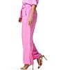 Color:Pink Lotus - Image 4 - Drapey Woven Utility Patch Pocket Wide Leg Belted Pants