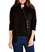 Color:Black Onyx - Image 1 - Editor Knit Notch Collar Long Sleeve Pocketed Button-Front Blazer