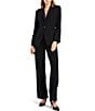 Color:Black Onyx - Image 3 - Essential Avenue Ponte Stretch Notch Lapel Collar Long Sleeve Pocketed One Button-Front Blazer
