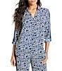 NIC + ZOE Etched Angles Point V-Neck Long Sleeve Button Front Coordinating Top, Color:Indigo Multi - Image 1