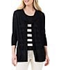 Color:Black Onyx - Image 1 - Featherweight Jersey Sweater Knit 3/4 Sleeve Open Front Flyaway Cardigan