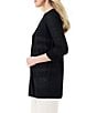 Color:Black Onyx - Image 3 - Featherweight Jersey Sweater Knit 3/4 Sleeve Open Front Flyaway Cardigan