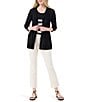 Color:Black Onyx - Image 4 - Featherweight Jersey Sweater Knit 3/4 Sleeve Open Front Flyaway Cardigan