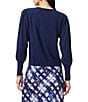 Color:Dark Indigo - Image 2 - Femme Crew Neck Long Sleeve Shoulder Pleat Detail Sweater