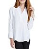 Color:Paper White - Image 1 - Flowing Ease Point Collar Long Sleeve Easy Top