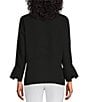 Color:Black Onyx - Image 2 - Flowing Ease Point Collar Long Sleeve Easy Top