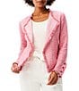 Color:Pink Mix - Image 1 - Fringe Mix Knit Lapel Collar Long Sleeve Open-Front Fashion Jacket