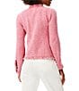 Color:Pink Mix - Image 2 - Fringe Mix Knit Lapel Collar Long Sleeve Open-Front Fashion Jacket