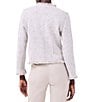 Color:Cobblestone - Image 2 - Fringe Trim Mix Knit Round Neck Long Sleeve Button Front Fashion Jacket