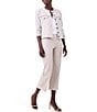 Color:Cobblestone - Image 3 - Fringe Trim Mix Knit Round Neck Long Sleeve Button Front Fashion Jacket