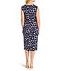 NIC + ZOE Geo Pebble Knit Boat Neck Sleeveless Side Ruche Dress, Color:Indigo Multi - Image 2