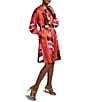 NIC + ZOE Glossy Artful Blocks Stand Collar Long Sleeve Tie Waist Dress, Color:Orange Multi - Image 1
