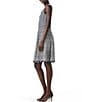 Color:Indigo Multi - Image 3 - Heritage Twirl Knit Geo Stripe Jacquard Pattern Round Neck Sleeveless Fit & Flare Dress